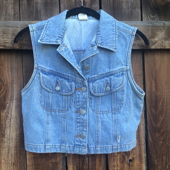 Vintage Jackets & Blazers - Vintage Cropped Denim Vest
